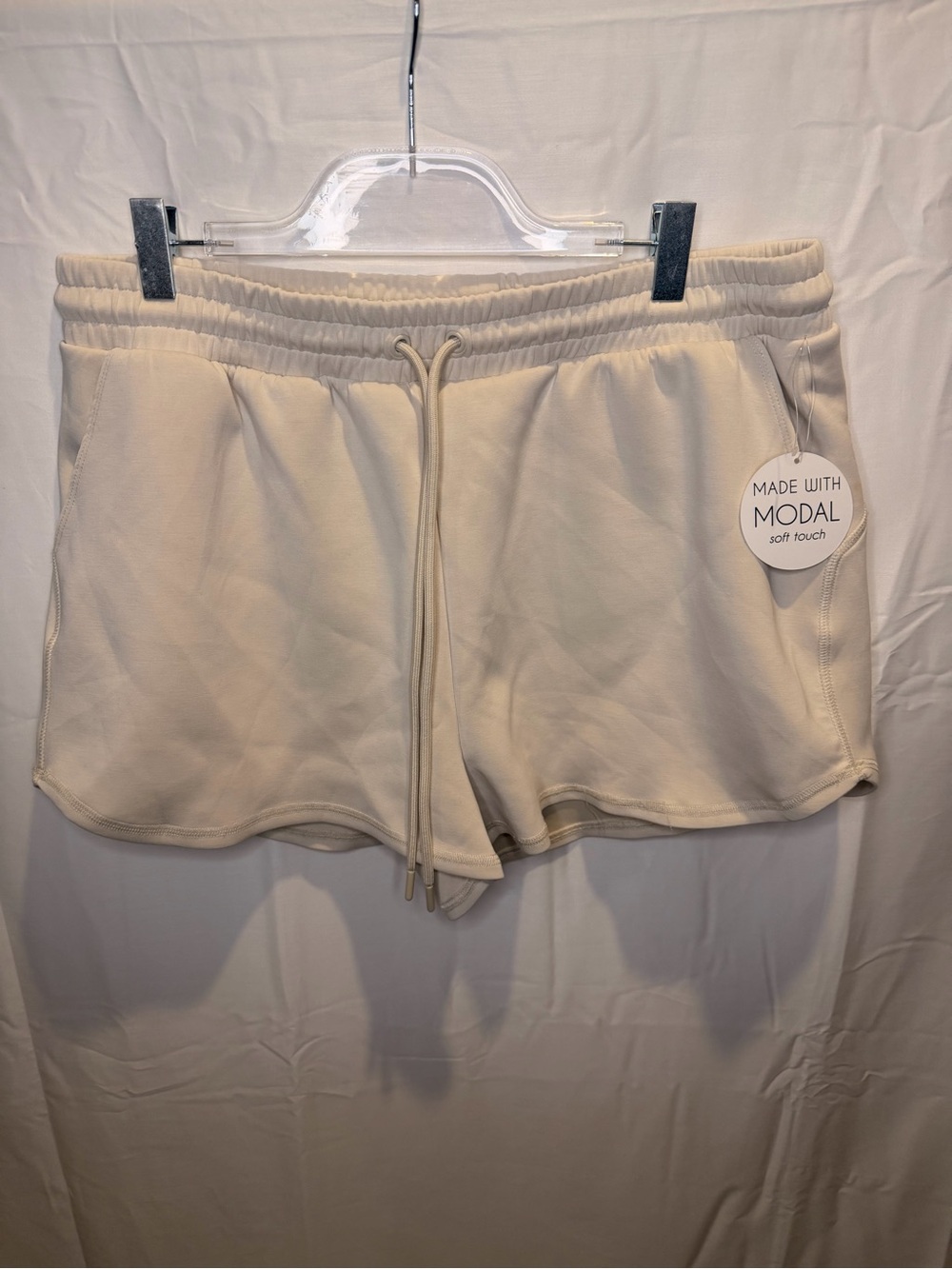 Women's Cream Modal Athletic Shorts with Drawstring Waist